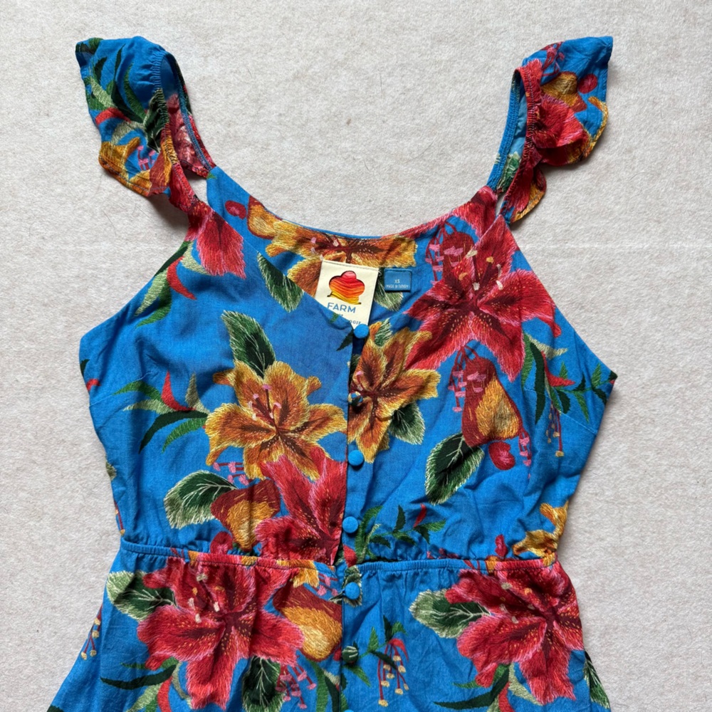 FARM Rio Ruffle Button Front Tank Top XS - Picture 7 of 14